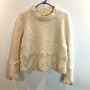 OLD TOWN KNITWEAR Sz L Cottagecore Prairiecore Braided Cable Baubles  Sweater